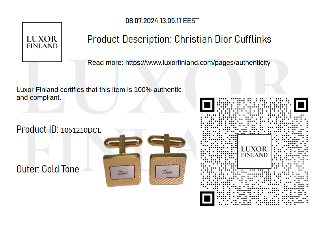 Christian Dior Gold Tone Cufflinks