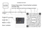 Chanel Quilted Lambskin Shoulder Bag 24k