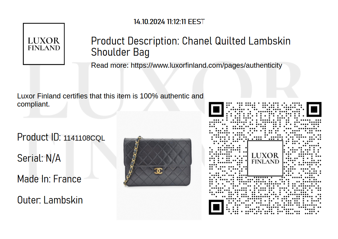 Chanel Quilted Lambskin Shoulder Bag 24k