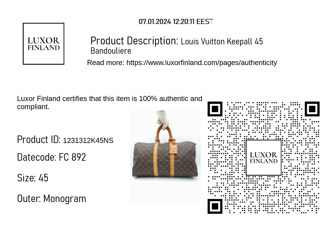 Louis Vuitton Keepall 45 Bandouliere