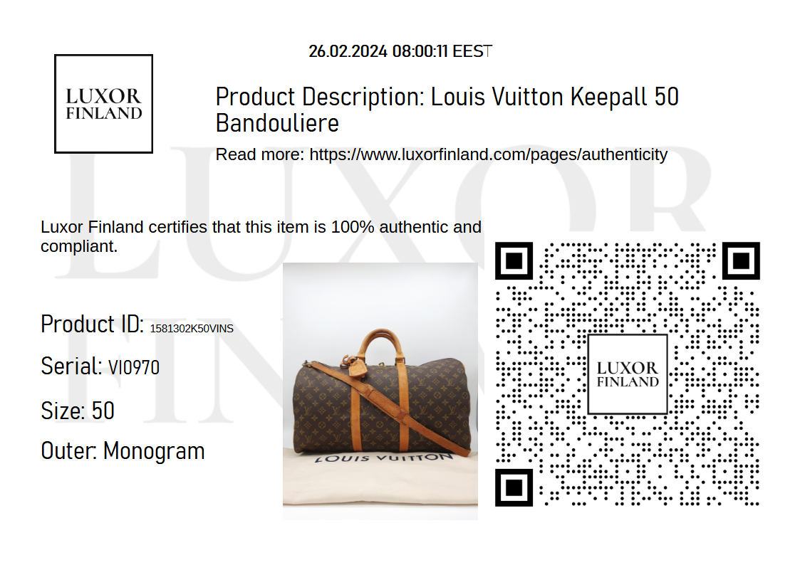 Louis Vuitton Keepall 50 Bandouliere