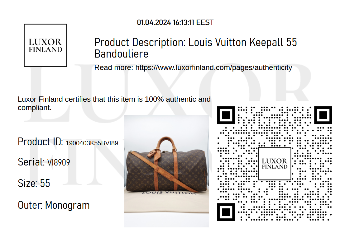 Louis Vuitton Keepall 55 Bandouliere