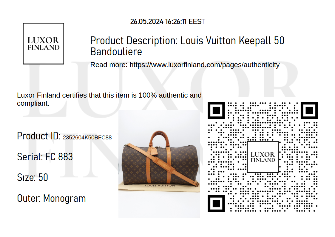 Louis Vuitton Keepall 50 Bandouliere