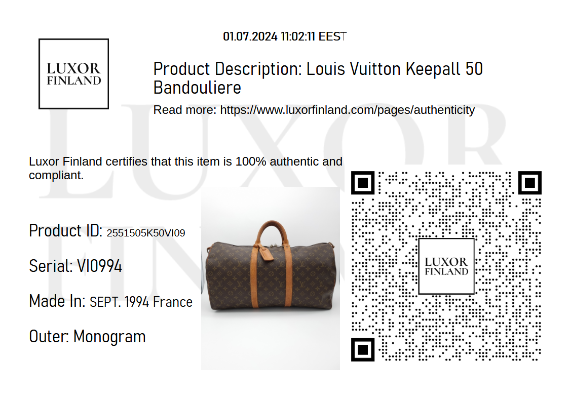 Louis Vuitton Keepall 50 Bandouliere