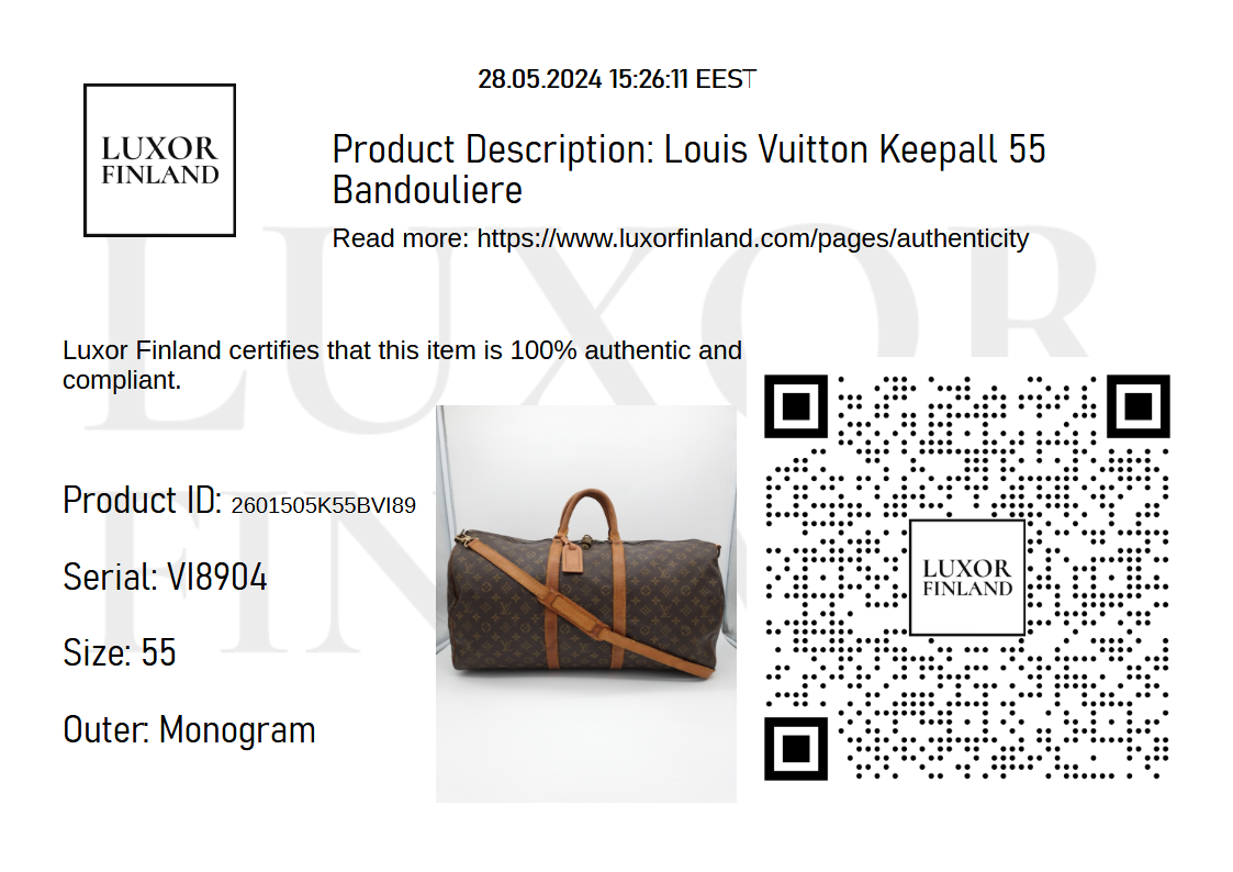 Louis Vuitton Keepall 55 Bandouliere