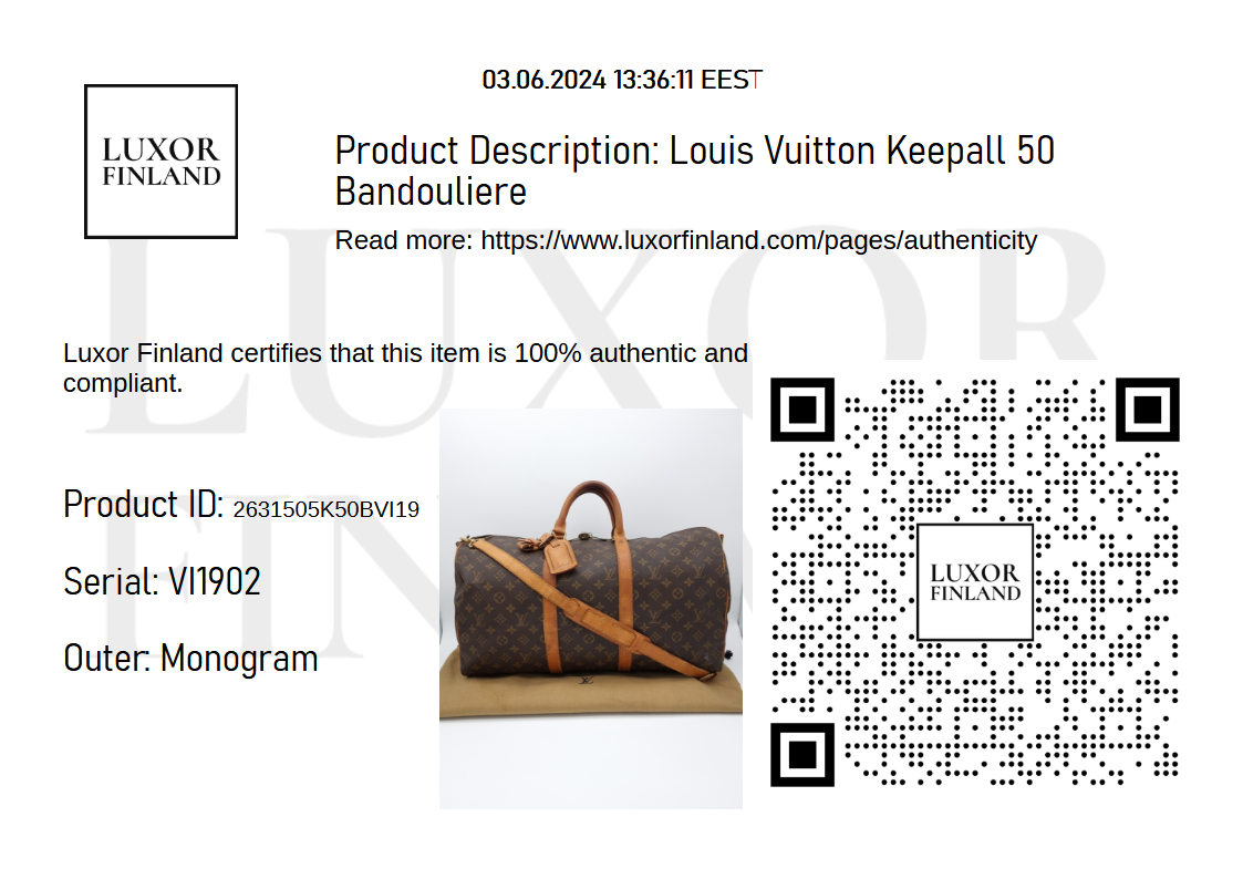 Louis Vuitton Keepall 50 Bandouliere