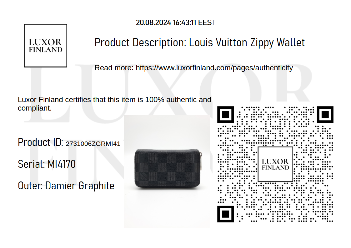 Louis Vuitton Zippy Damier Graphite