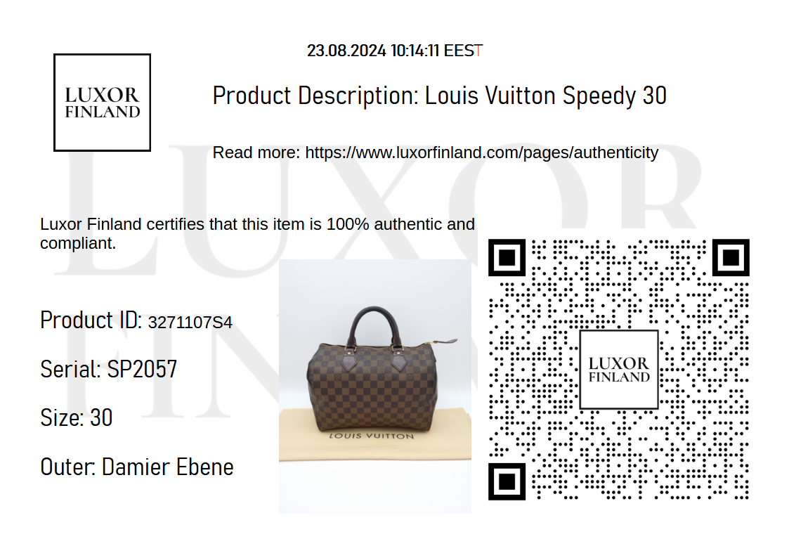 Louis Vuitton Speedy 30 Damier Ebene