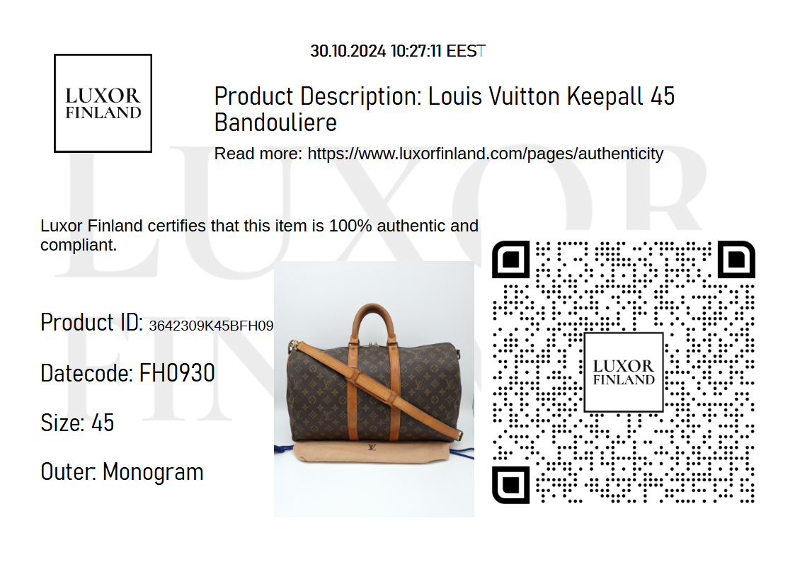 Louis Vuitton Keepall 45 Bandouliere