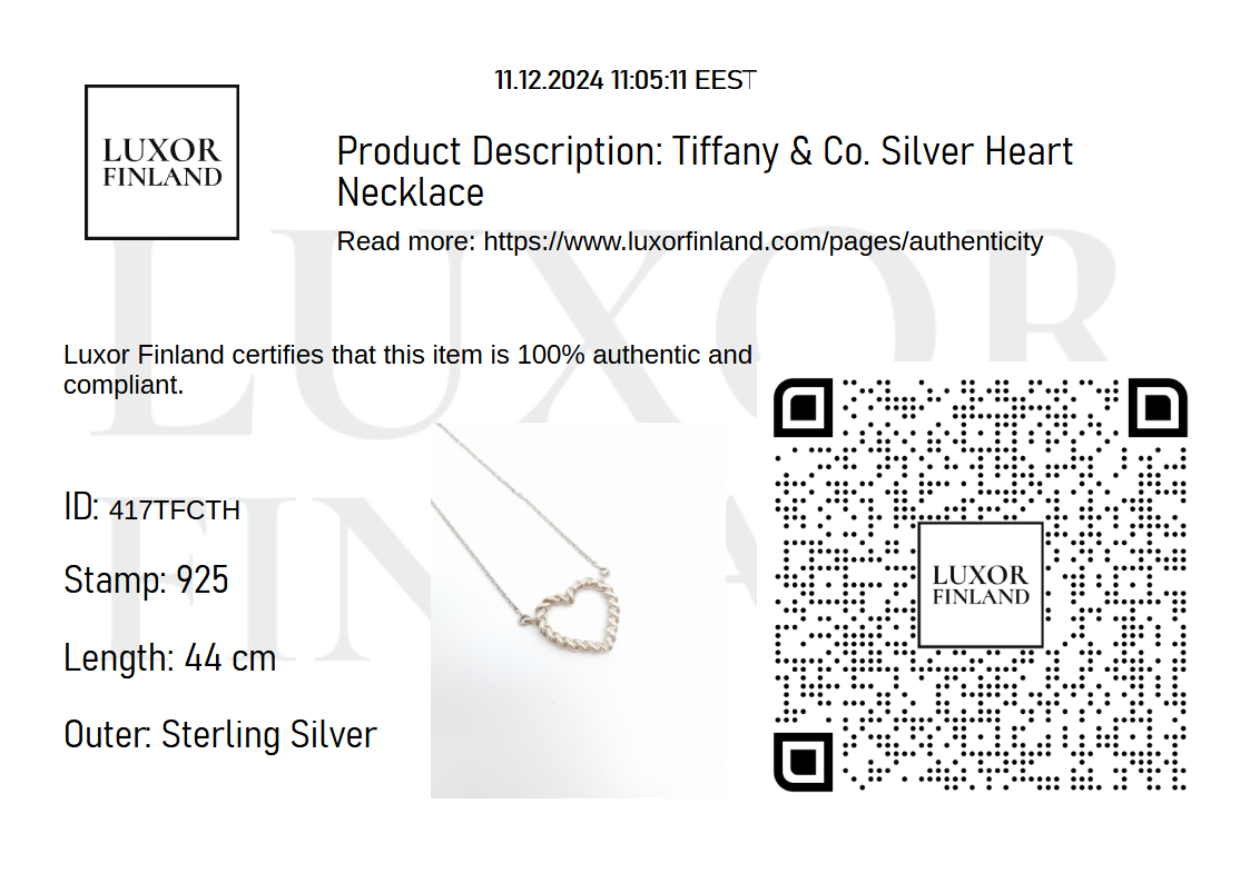 Tiffany & Co. Silver Heart Necklace