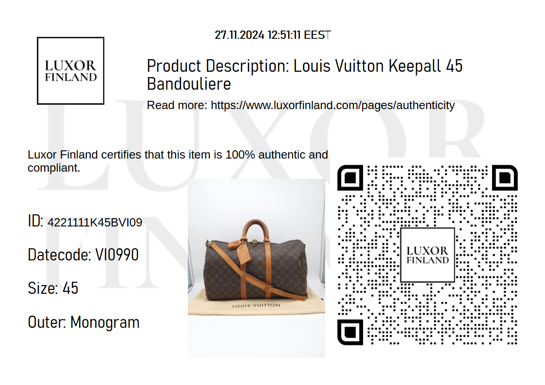 Louis Vuitton Keepall 45 Bandouliere