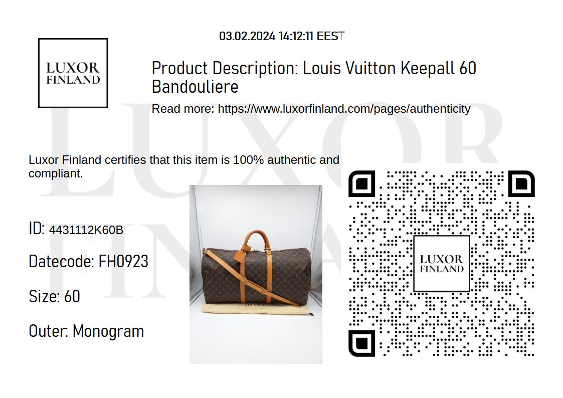 Louis Vuitton Keepall Bandouliere 60