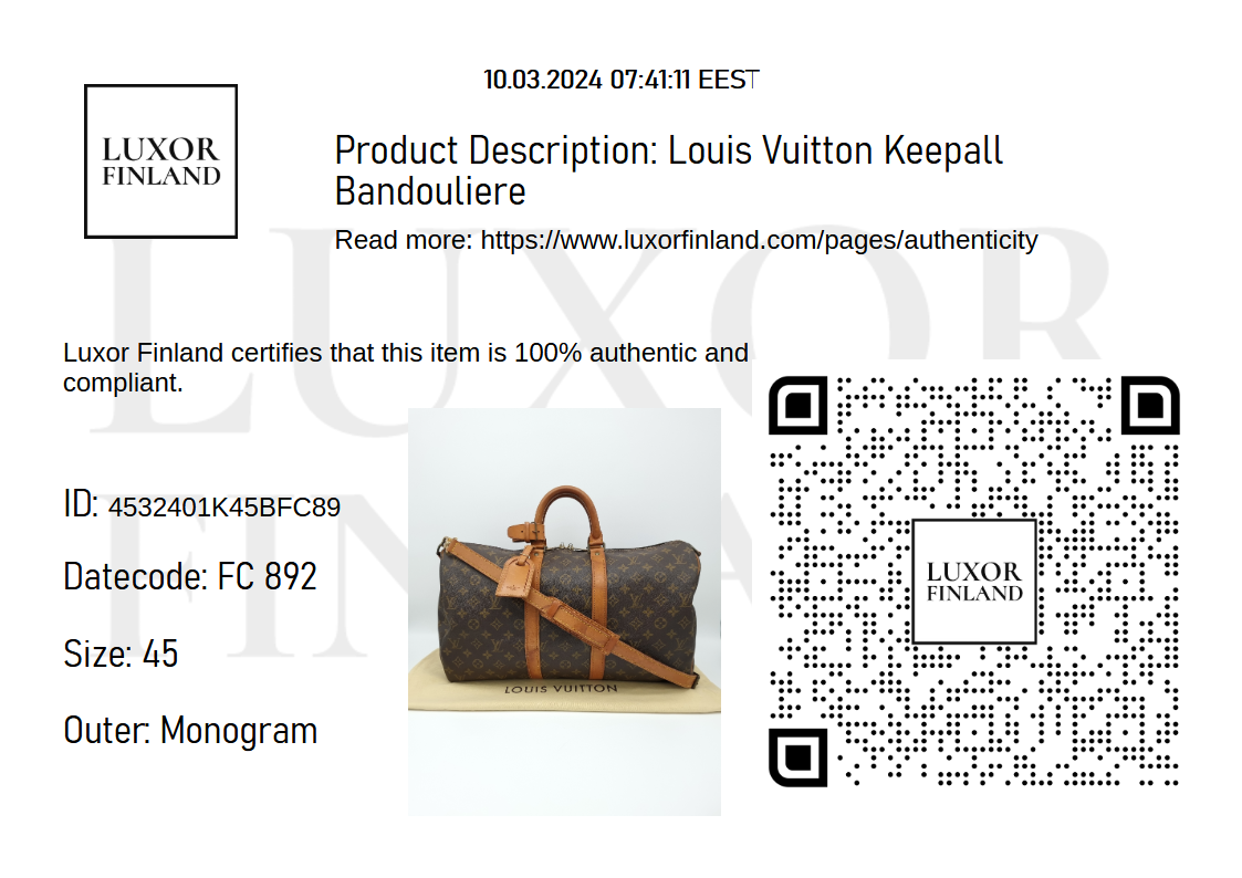 Louis Vuitton Keepall 45 Bandouliere