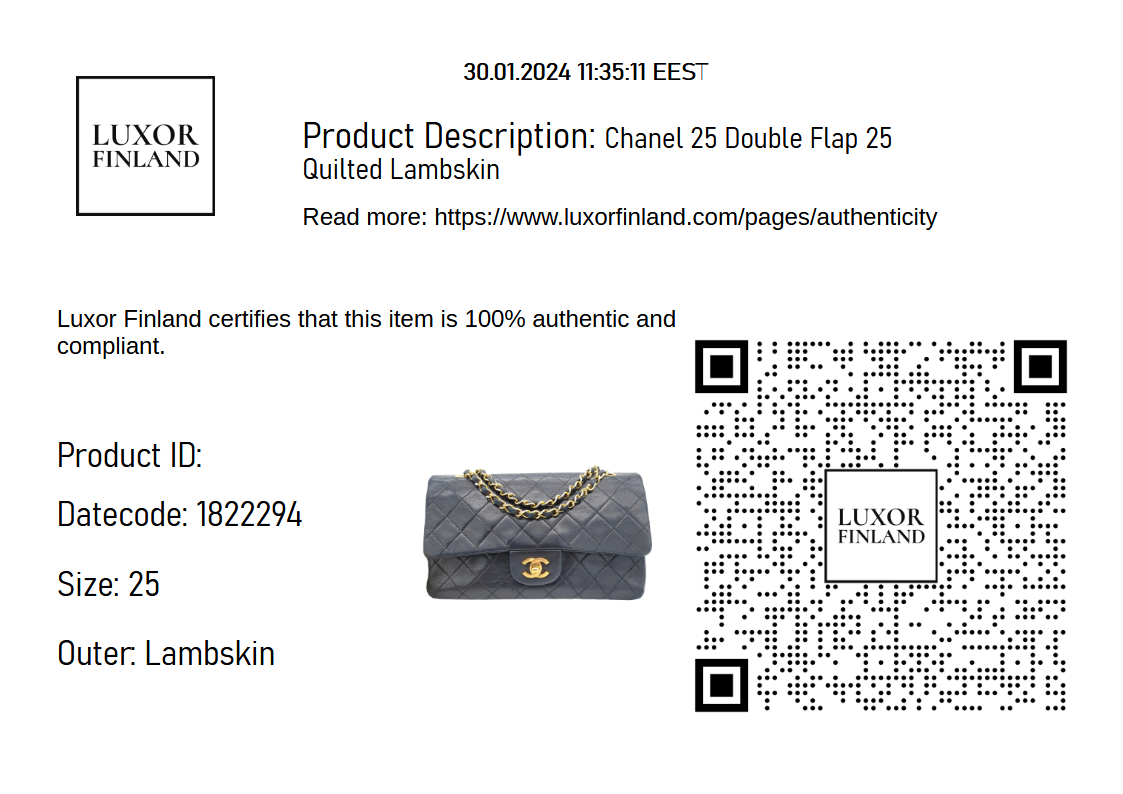 Chanel Double Flap 25 Quilted Lambskin